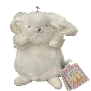 NWT Bunnies by the Bay Wee Ittybit Bunny Rabbit Plush Lovey Embroidered White 8"